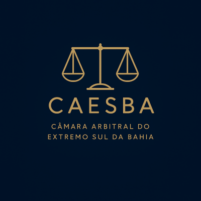 Logo com triângulo vermelho no início, escrito arbitralis, câmara de arbitragem.